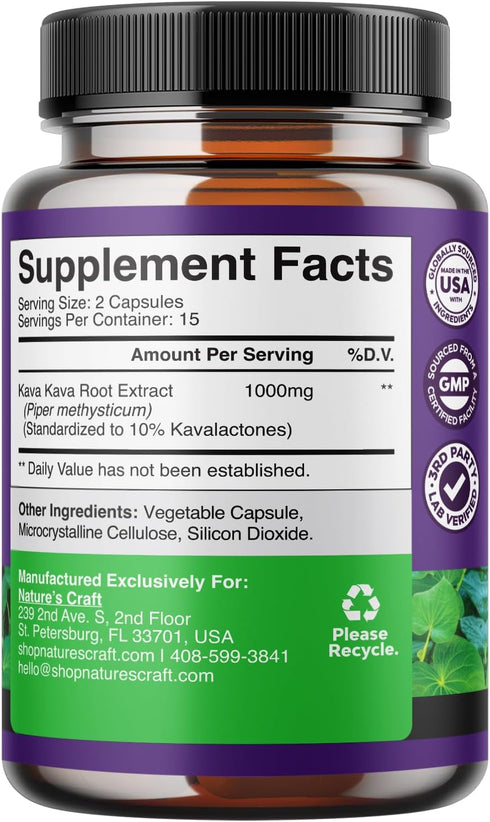 Kava Root Mood Support Supplement - 1000mg Kava Kava Capsules for Fast Acting Mood and Relaxation (Trial Size)