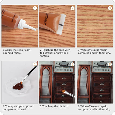 Wood Furniture Repair Kit - 42 Pcs Hardwood Laminate Vinyl Floor Repair Kit with Markers, Fillers, and Wax Sticks for