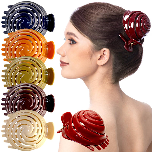 RC ROCHE ORNAMENT 6 Pcs Womens Spiral Dome Bun Maker - Stylish No Slip Grip Hair Claw Clamp Clip, Large Multicolor
