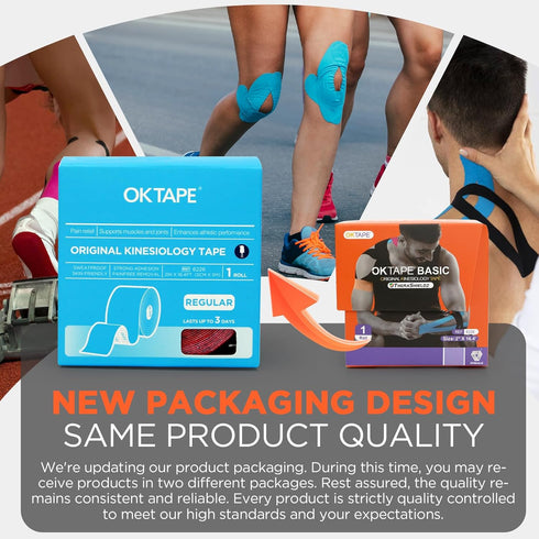 OK TAPE Kinesiology Tape - Original Cotton Elastic Athletic Tape for Support and Recovery, 2in×16.4ft Roll