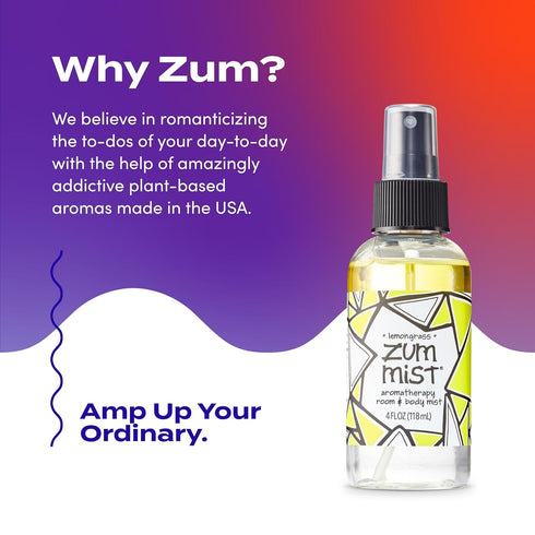 Indigo Wild Zum Mist Room & Body Spray, Natural Aromatherapy Essential Oil Spray, Lemongrass Scent, 4 fl oz