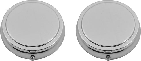 Set 2 of Circular Triple-Compartment Pocket Purse Pill Box & Organizer with Insert (Silver Flat Top - Engravable)