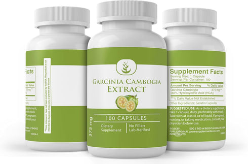 PURE ORIGINAL INGREDIENTS Garcinia Cambogia (100 Capsules) - Always Pure, No Additives or Fillers, Lab Verified
