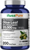 NusaPure Olive Leaf 20% Oleuropein 50:1 Extract, 500 mg Equivalent to 25,000 mg, 200 Veg Caps, Suitable for Vegetarians