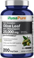 NusaPure Olive Leaf 20% Oleuropein 50:1 Extract, 500 mg Equivalent to 25,000 mg, 200 Veg Caps, Suitable for Vegetarians
