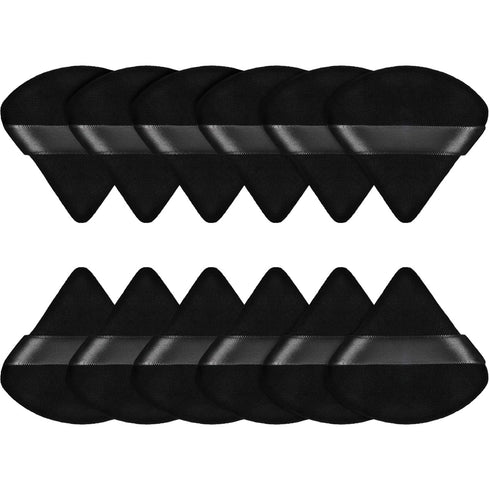 Maitys 12 Pieces Triangle Powder Puff, Washable Reusable Makeup Sponge for Women, Small, Black
