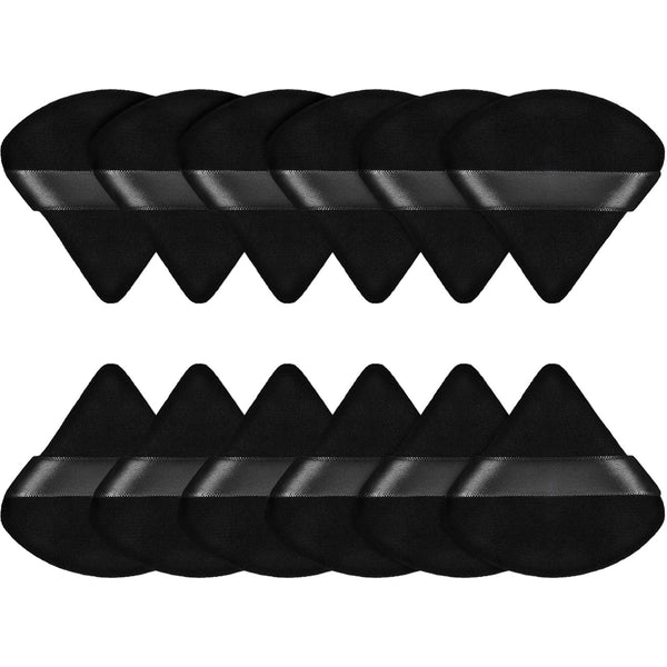 Maitys 12 Pieces Triangle Powder Puff, Washable Reusable Makeup Sponge for Women, Small, Black