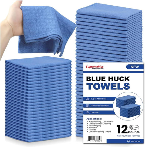 Premium Huck Towels, 100% Cotton Bulk Surgical Towel for General Cleaning, Auto Shop, Hospital Use, Super Absorbent,