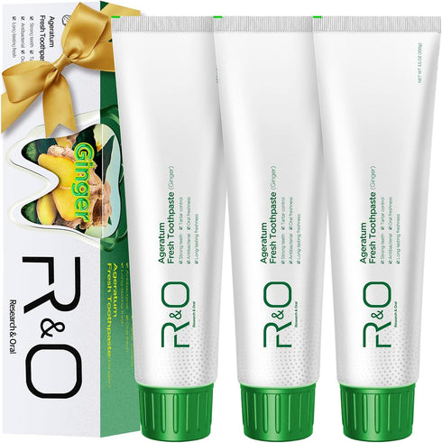 Le Vital 3.53 oz Hygiene(3 Pack) R&O Long-Lasting Fresh Ginger Mint Toothpaste, - Removes Dental Plaque, Relieves Oral