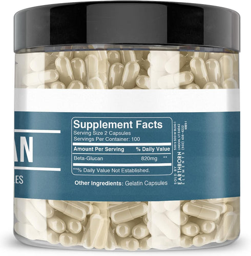 Earthborn Elements Beta Glucan, 200 Capsules - Pure & Undiluted, No Additives