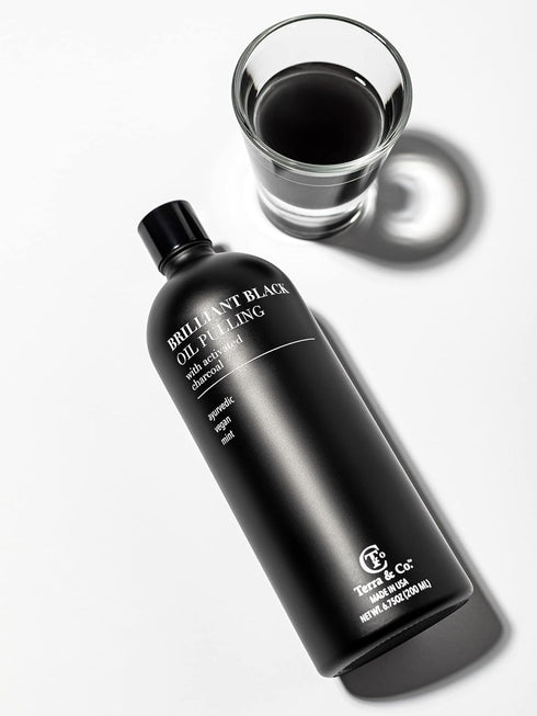 Brilliant Black Oil Pulling, Natural Ayurvedic Blend of Activated Charcoal and Coconut Oil, Mouthwash Rinse