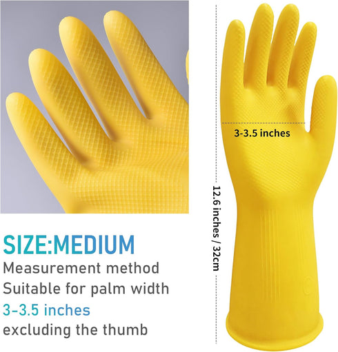 Rubber Dishwashing Gloves - 2 Pairs Long Household Cleaning Gloves for Kitchen Washing Dishes