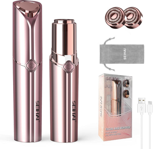 SEIHAI Facial Hair Removal Device for Women, Rechargeable Hair Remover for Face, Upper Lip, Chin, Includes 2
