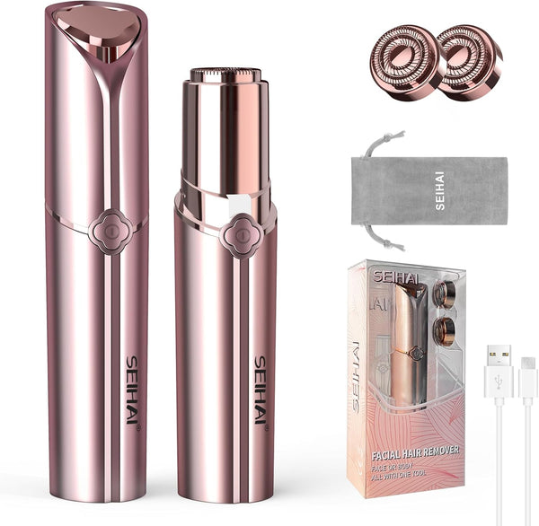 SEIHAI Facial Hair Removal Device for Women, Rechargeable Hair Remover for Face, Upper Lip, Chin, Includes 2