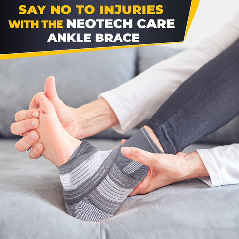 NeoTech Care Adjustable Ankle Support Brace (Gray, Size M, 1 Pair)
