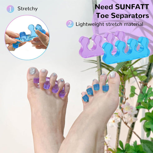 SUNFATT Toe Separators for Women, Soft Gel Pedicure Toe Spacers, Easy Finger and Toenail Polish Grooming Kit.