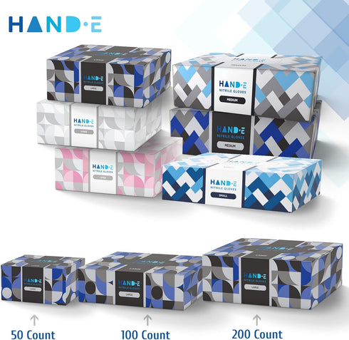 Hand-E Touch Black Nitrile Disposable Gloves, Latex Free for BBQ, Tattoo, Hair Dye, Cooking, Mechanic Use