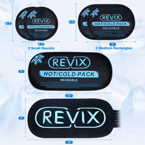 REVIX Ice Packs for Injuries Reusable, 5 Pack Hot and Cold Gel Ice Pack Set for Pain Relief, Swelling, and Recovery