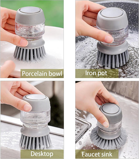 UGWKivd Soap Dispenser Dish Brush Palm Brush Scrub Brush Equipped with Storage Bracket and Drainage Base,Easy to Clean