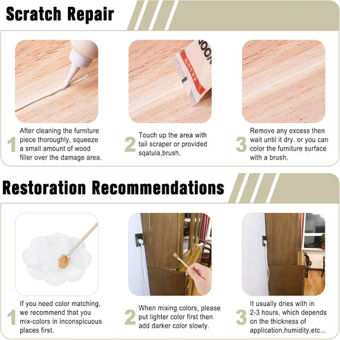 Wood Repair Kit, 20 Colors Resin Compounds for Covering Surface Scratches and Stains