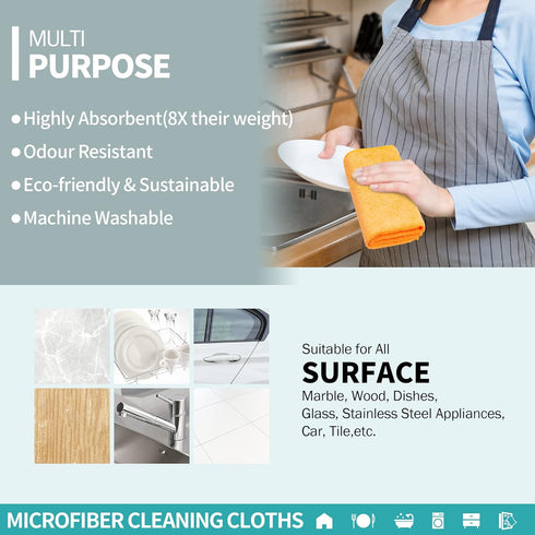 Microfiber Cleaning Cloth, 100 Pack, 12.6" x 12.6" Dish Cloths, Lint Free Non-Abrasive Washable Reusable for Kitchen,