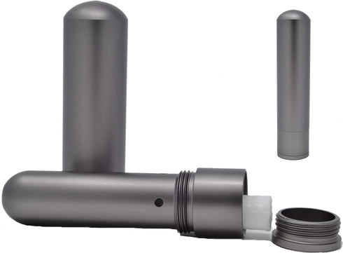 Prime Natural Essential Oil Aluminum Alloy Nasal Inhaler, Refillable with 5 Cotton Wicks - Space Gray