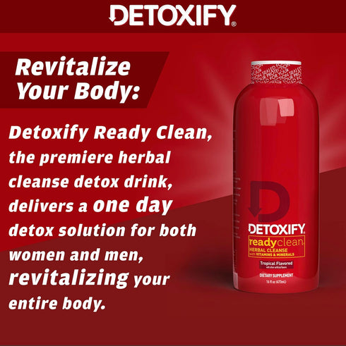 Detoxify Ready Clean Herbal Cleanse, Tropical, 16 oz, Herbal Detox Drink with Milk Thistle & Burdock