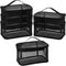 Tosnail Set of 3 Mesh Zipper Bags with Handle, Black Travel Toiletry Bag, Portable Organizer for Makeup & Skincare