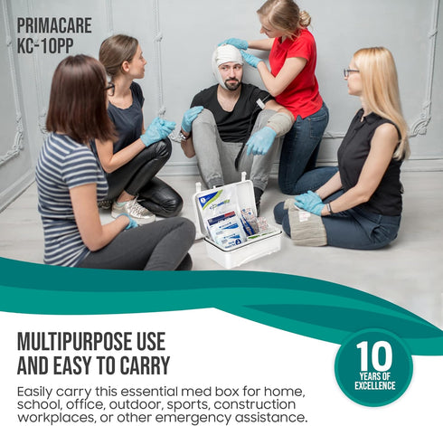 Primacare KC-10PP 10 Person Compact First Aid Kit, 102 Pieces Emergency Medical Supplies, Portable Kits for Home,