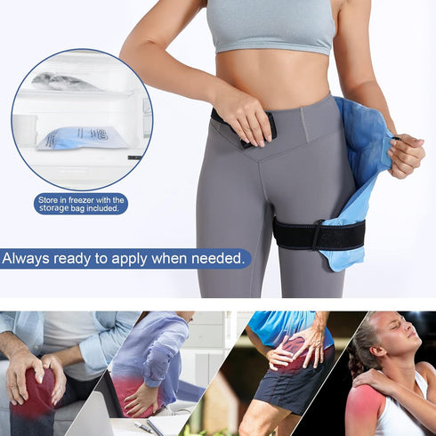 REVIX Hip Ice Pack Wrap for After Surgery, Reusable Cold Compress for Hip Bursitis, Soft Plush Lined for Pain Relief