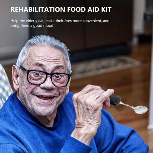 SOLUSTRE 3pcs Adaptive Utensils, Easy Grip Silverware Built Up Bendable Fork, Teaspoon, Tablespoon for Elderly,