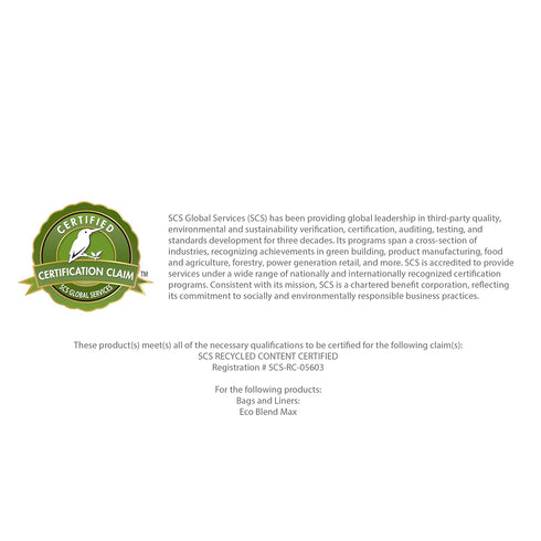 Eco-Blend Max Can Liner, 60 Gallon, by Heritage Bag Co., 100 Pack, 38"x58", 0.8mil Green Tint, Made with 30% PCR