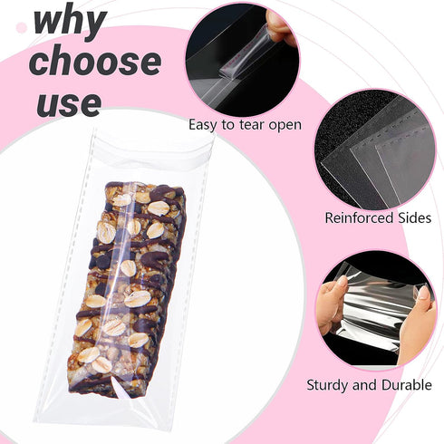JCXGRVC 50Pack 3x6Inches Packaging Granola Bar Bags Dubai Pistachio Chocolate Bags Cakesicle Bag Rice KrispiesTtreats