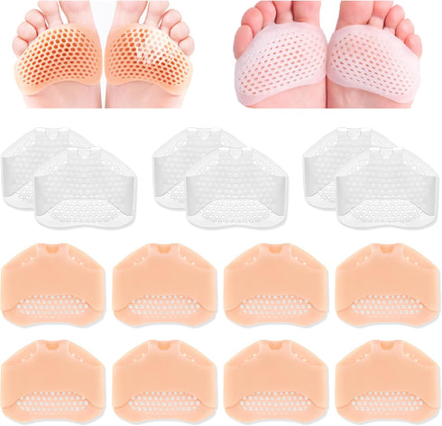 7 Pairs Metatarsal Pads, Reusable Breathable Gel Forefoot Cushions for Pain Relief for Men and Women