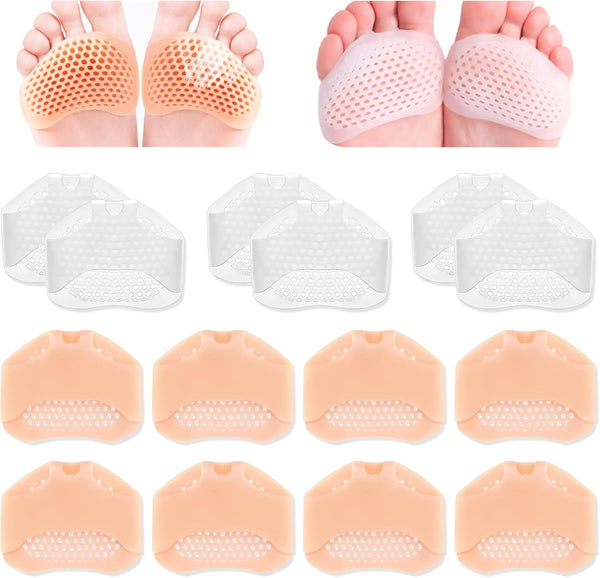 7 Pairs Metatarsal Pads, Reusable Breathable Gel Forefoot Cushions for Pain Relief for Men and Women