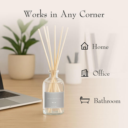 Set 8 oz K. Hall Designs Milk Scent Boxed Diffuser Kit, Creamy-Sweet Scent with Coconut & Vanilla, Reed Diffuser
