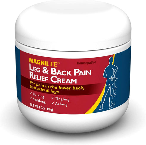 MagniLife Leg & Back Pain Relief Cream, 4oz - Fast-Acting Relief for Burning, Tingling, Stabbing Pains