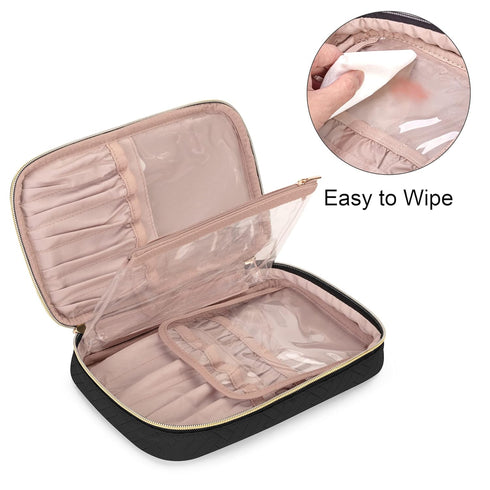 Yarwo Portable Makeup Brushes Bag for Brushes (up to 9.4") and Cosmetic Essentials, Black (BAG ONLY, PATENTED DESIGN)