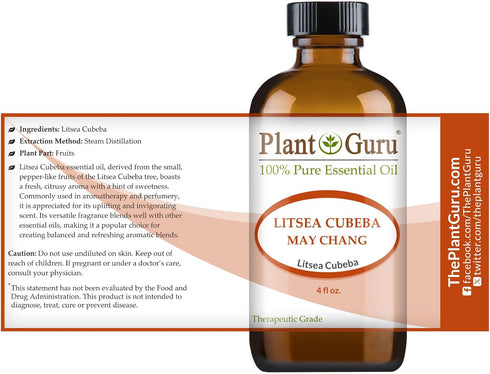 Litsea Cubeba (May Chang) Essential Oil 4 oz 100% Pure Undiluted Therapeutic Grade