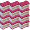 Non-Scratch Heavy Duty Dual Sided Kitchen Scrubber Sponge, 12 Sponges, Red/Pink