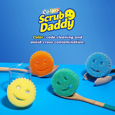 Scrub Daddy Sponge Set - Colors - Scratch-Free Scrubbers for Dishes and Home, Odor Resistant, Soft in Warm Water, Firm in Cold, Deep Cleaning, Dishwasher Safe, Multi-use, Functional (6 Count) by Scrub Daddy