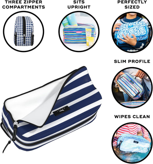 SCOUT 3-Way Toiletry Bag - Travel Makeup Pouch for Women with Three Zipper Compartments, Stands Upright, Wipes Clean
