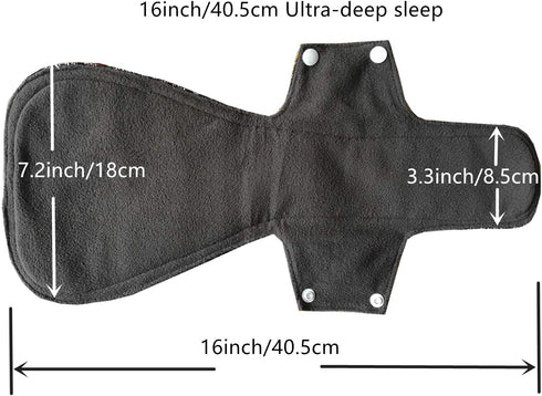 Sigzagor 6 16inch MUMBABY Pieces Ultra-deep Sleep Overnight Charcoal Bamboo Mama Cloth/ Menstrual Pads/ Reusable