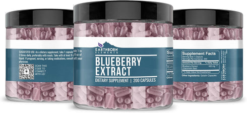 Earthborn Elements Blueberry 10:1 Extract Capsules, Pure & Undiluted, No Additives