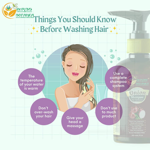 Onion Shampoo for Hair Growth by Herbs Botanica – 6.76 fl oz – Caffeine, Curry Leaf & Indian Alkanet Root – Controls