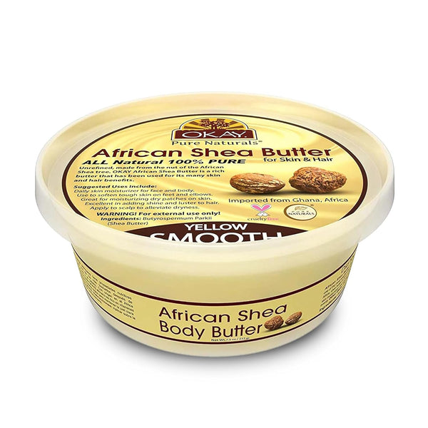 OKAY Pure Naturals Shea Butter Jar - Yellow, 7.5 Ounce (8 Ounce Jar Size)