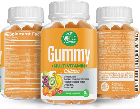 Kids Gummy Multivitamin - 90 Gummies, Complete Daily Essentials Vitamins and Minerals, Fruit Flavor, Gluten Free