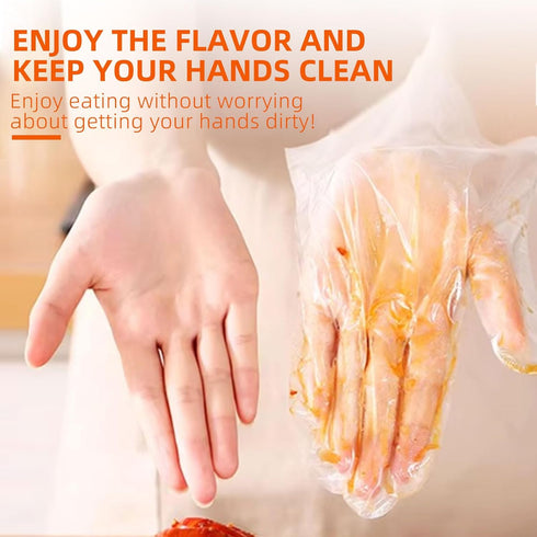100 Pcs Disposable Plastic Gloves - Food Handling Service Gloves for Cooking, Kitchen Cleaning, and Food Prep