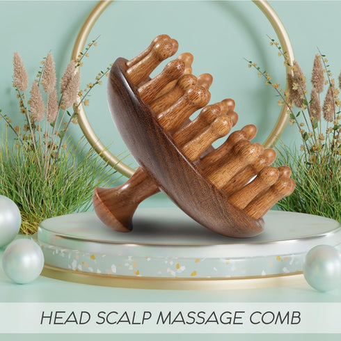 iunxkmi Wooden Scalp Massage Comb - Sandalwood Head Massager Tool, Gua Sha Brush for Women Men Hair Growth Body Massage
