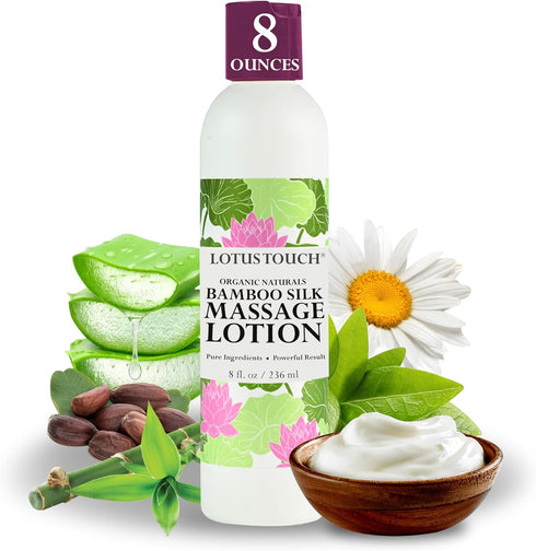 Organic Naturals Bamboo Silk Massage Lotion by Lotus Touch - 100% Pure Bamboo Silk Powder, Green Tea Extract & Aloe